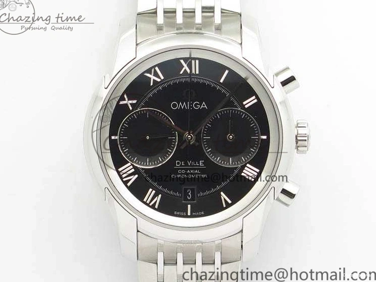 0402 De Ville Chronograph SS OMF 1:1 Best Edition Black Dial On SS Bracelet A Attractive 8150